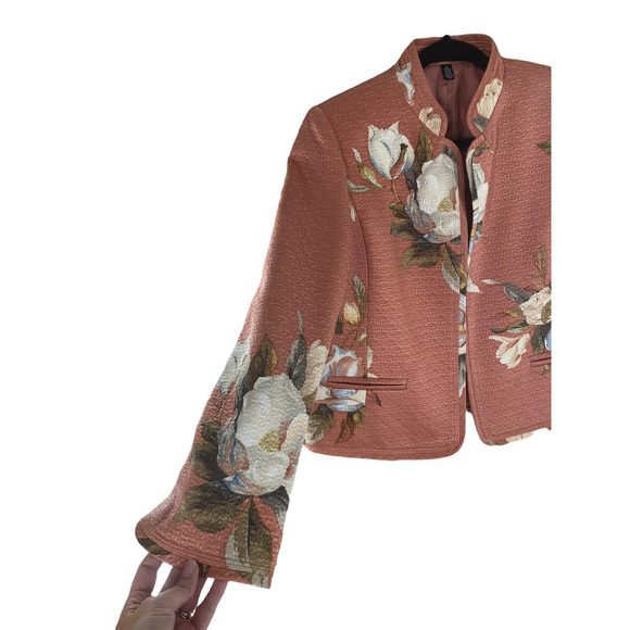 ELLEN TRACY LINDA ALLARD PEACH FLOWER JACKET/BLAZER - Picture 4 of 11